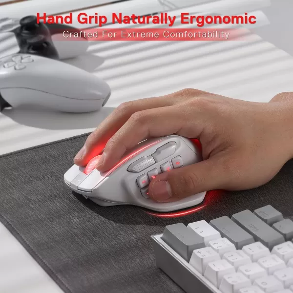 Redragon M806 Bullseye Gaming Mouse 7 Programmable Buttons Wired RGB Gamer Mouse wErgonomic Natural Grip Build Software Supports DIY Keybinds ampamp BacklitWhite