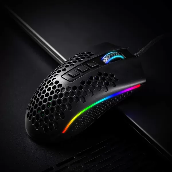 Redragon M808 Storm Lightweight RGB Gaming Mouse 85g Ultralight Shell  12400 DPI Optical Sensor  7 Programmable Buttons  Precise Registration  SuperLite Cable  WhiteM808BK