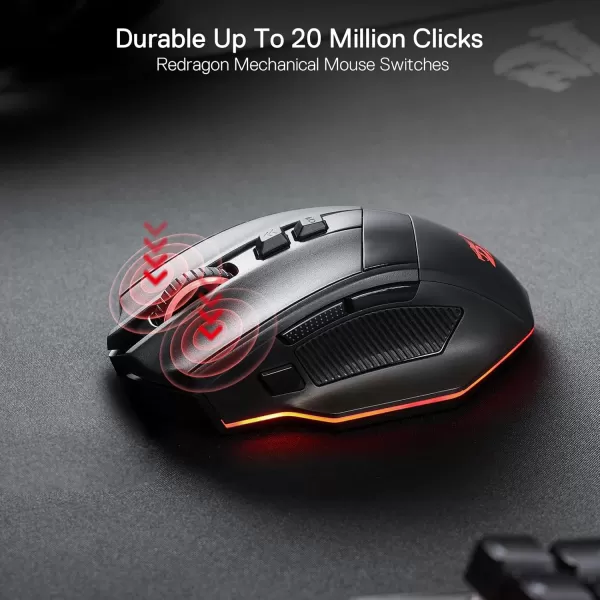 Redragon M813 Wired RGB Gaming Mouse with 4D Dual Mode Scroll Wheel Optical Ergonomic Gamer Mouse with Max 16000DPI High Precision Sensor 3333 7 Macro Buttons Software SupportedWireless