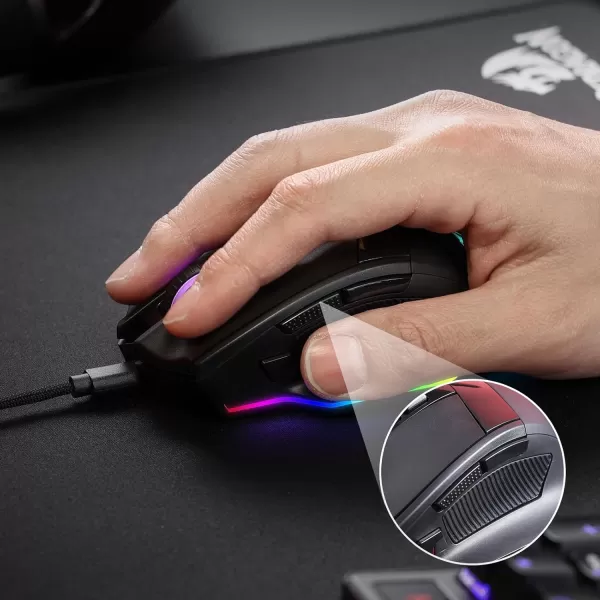 Redragon M813 Wired RGB Gaming Mouse with 4D Dual Mode Scroll Wheel Optical Ergonomic Gamer Mouse with Max 16000DPI High Precision Sensor 3333 7 Macro Buttons Software SupportedWired