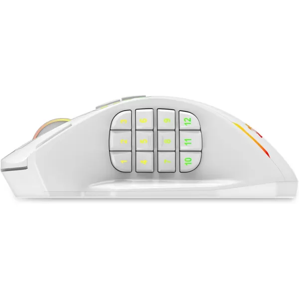 Redragon M908 Impact RGB LED MMO Gaming Mouse with 12 Side Buttons Optical Wired Ergonomic Gamer Mouse with Max 12400DPI High Precision 18 Programmable Macro Shortcuts Comfort GripWhite
