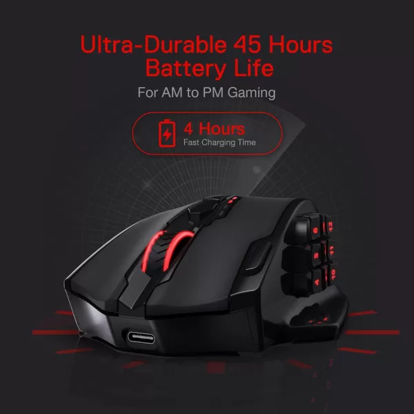 Redragon M908 Impact RGB LED MMO Gaming Mouse with 12 Side Buttons Optical Wired Ergonomic Gamer Mouse with Max 12400DPI High Precision 18 Programmable Macro Shortcuts Comfort GripBlack
