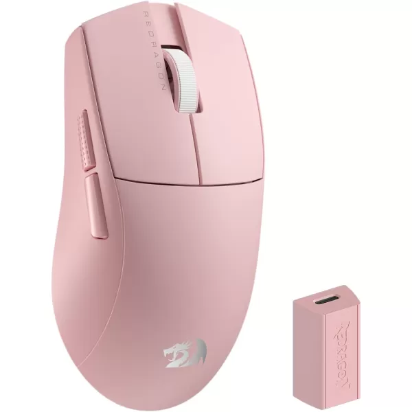 Redragon M916 PRO 3Mode Wireless Gaming Mouse 49G UltraLight 26K DPI Gamer Mouse wErgonomic Natural Grip Build Full Programmable Buttons Software Supports DIY Keybinds ampamp DPIPink