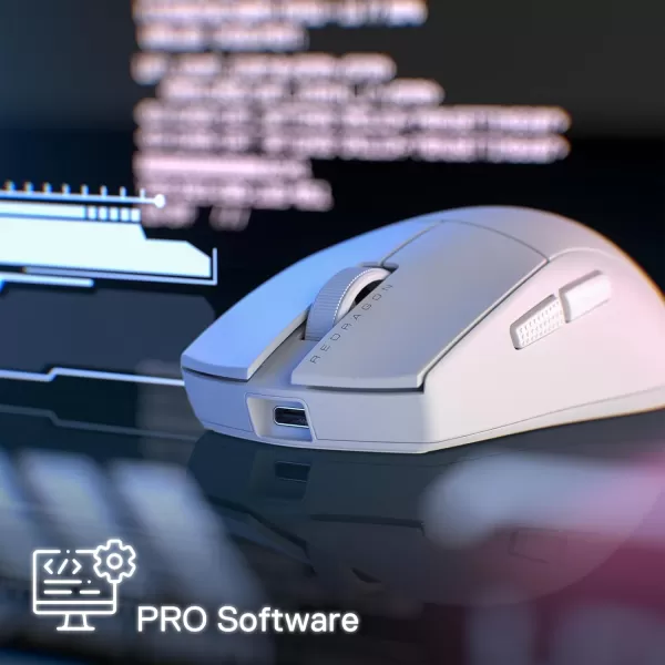 Redragon M916 PRO 3Mode Wireless Gaming Mouse 49G UltraLight 26K DPI Gamer Mouse wErgonomic Natural Grip Build Full Programmable Buttons Software Supports DIY Keybinds ampamp DPIWhite