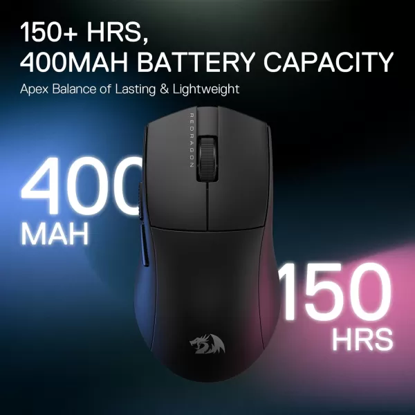 Redragon M916 PRO 3Mode Wireless Gaming Mouse 49G UltraLight 26K DPI Gamer Mouse wErgonomic Natural Grip Build Full Programmable Buttons Software Supports DIY Keybinds ampamp DPIBlack
