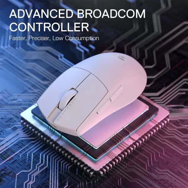 Redragon M916 PRO 3Mode Wireless Gaming Mouse 49G UltraLight 26K DPI Gamer Mouse wErgonomic Natural Grip Build Full Programmable Buttons Software Supports DIY Keybinds ampamp DPIWhite