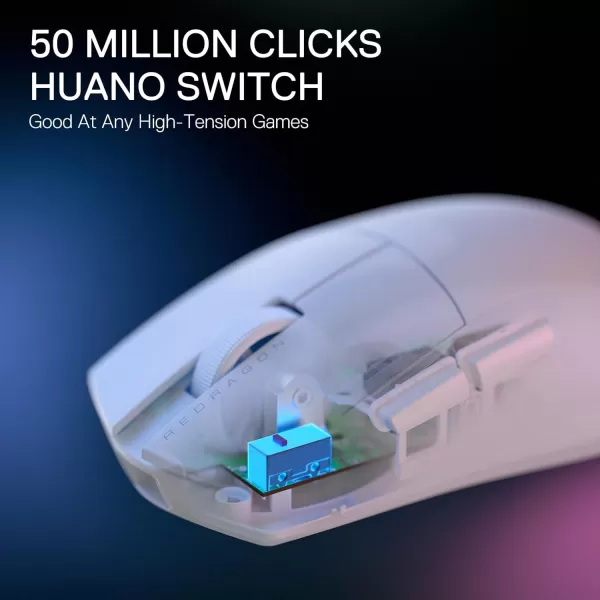 Redragon M916 PRO 3Mode Wireless Gaming Mouse 49G UltraLight 26K DPI Gamer Mouse wErgonomic Natural Grip Build Full Programmable Buttons Software Supports DIY Keybinds ampamp DPIWhite