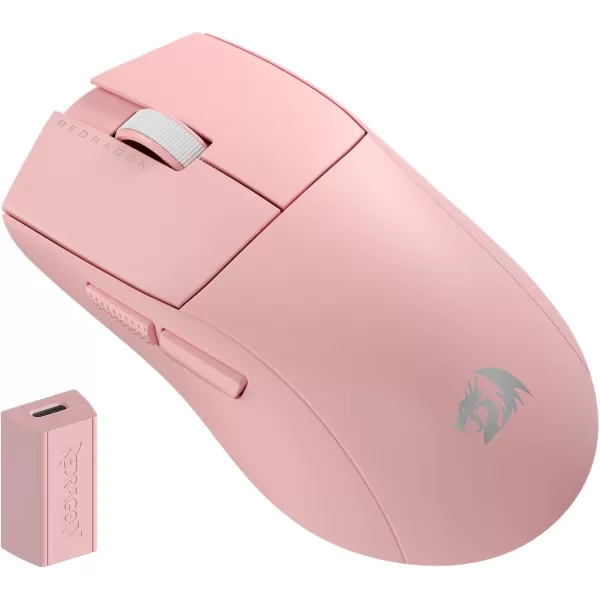 Redragon M916 PRO 3Mode Wireless Gaming Mouse 49G UltraLight 26K DPI Gamer Mouse wErgonomic Natural Grip Build Full Programmable Buttons Software Supports DIY Keybinds ampamp DPIPink