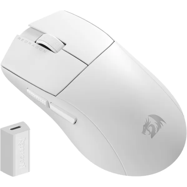 Redragon M916 PRO 3Mode Wireless Gaming Mouse 49G UltraLight 26K DPI Gamer Mouse wErgonomic Natural Grip Build Full Programmable Buttons Software Supports DIY Keybinds ampamp DPIWhite