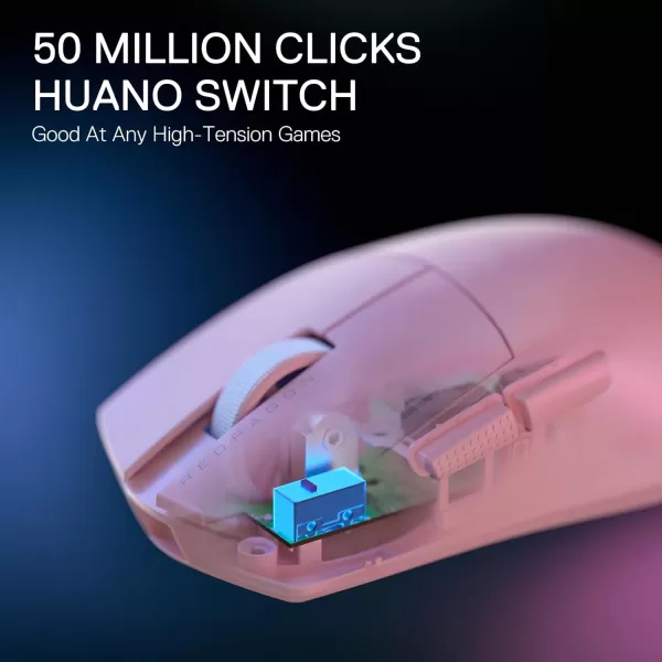 Redragon M916 PRO 3Mode Wireless Gaming Mouse 49G UltraLight 26K DPI Gamer Mouse wErgonomic Natural Grip Build Full Programmable Buttons Software Supports DIY Keybinds ampamp DPIPink