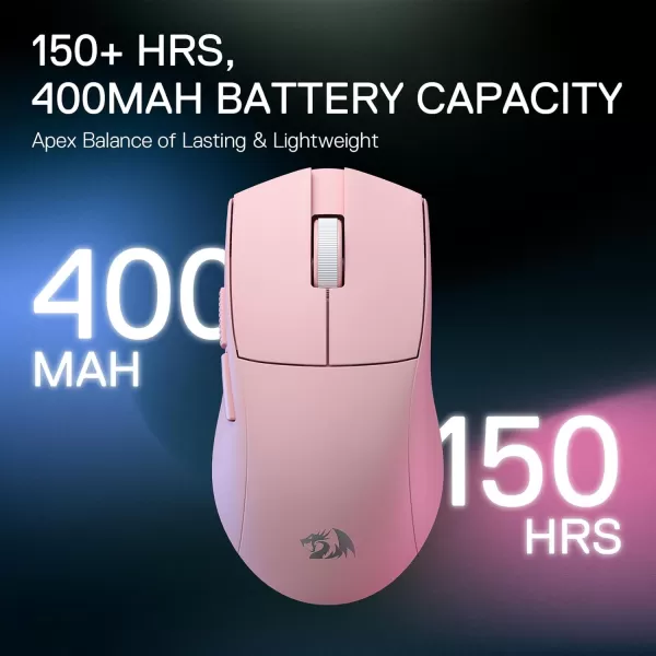 Redragon M916 PRO 3Mode Wireless Gaming Mouse 49G UltraLight 26K DPI Gamer Mouse wErgonomic Natural Grip Build Full Programmable Buttons Software Supports DIY Keybinds ampamp DPIPink