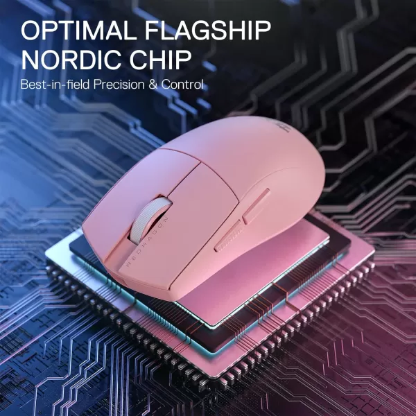 Redragon M916 PRO 3Mode Wireless Gaming Mouse 49G UltraLight 26K DPI Gamer Mouse wErgonomic Natural Grip Build Full Programmable Buttons Software Supports DIY Keybinds ampamp DPIPink