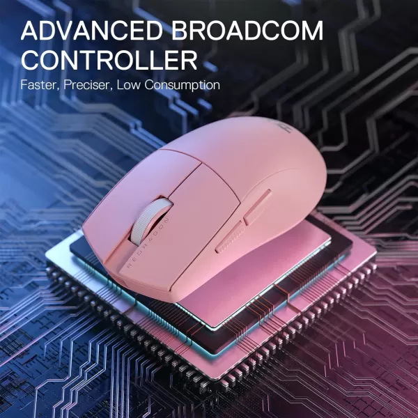 Redragon M916 PRO 3Mode Wireless Gaming Mouse 49G UltraLight 26K DPI Gamer Mouse wErgonomic Natural Grip Build Full Programmable Buttons Software Supports DIY Keybinds ampamp DPIPink