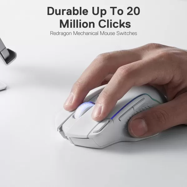 Redragon M991 Wireless Gaming Mouse 19000 DPI WiredWireless Gamer Mouse wRapid Fire Key 9 Macro Buttons 45Hour Power Capacity and RGB Backlight for PCMacLaptopWhite