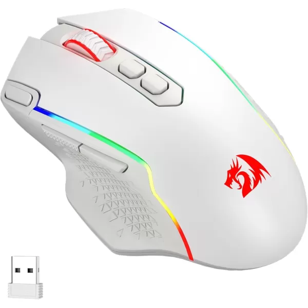 Redragon M991 Wireless Gaming Mouse 19000 DPI WiredWireless Gamer Mouse wRapid Fire Key 9 Macro Buttons 45Hour Power Capacity and RGB Backlight for PCMacLaptopWhite