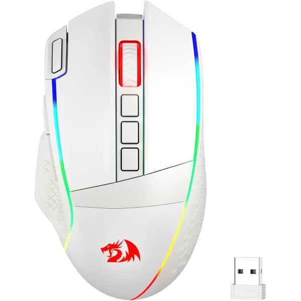 Redragon M991 Wireless Gaming Mouse 19000 DPI WiredWireless Gamer Mouse wRapid Fire Key 9 Macro Buttons 45Hour Power Capacity and RGB Backlight for PCMacLaptopWhite