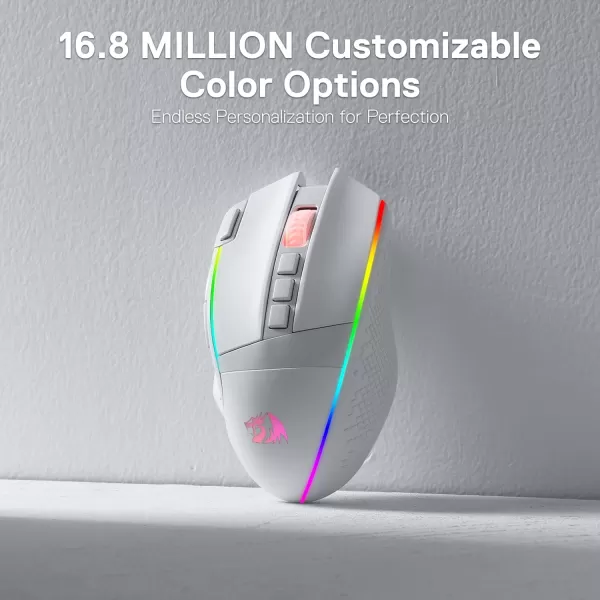 Redragon M991 Wireless Gaming Mouse 19000 DPI WiredWireless Gamer Mouse wRapid Fire Key 9 Macro Buttons 45Hour Power Capacity and RGB Backlight for PCMacLaptopWhite