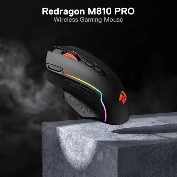Redragon M991 Wireless Gaming Mouse 19000 DPI WiredWireless Gamer Mouse wRapid Fire Key 9 Macro Buttons 45Hour Power Capacity and RGB Backlight for PCMacLaptopBlack