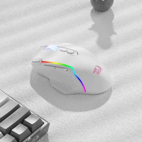 Redragon M991 Wireless Gaming Mouse 19000 DPI WiredWireless Gamer Mouse wRapid Fire Key 9 Macro Buttons 45Hour Power Capacity and RGB Backlight for PCMacLaptopWhite