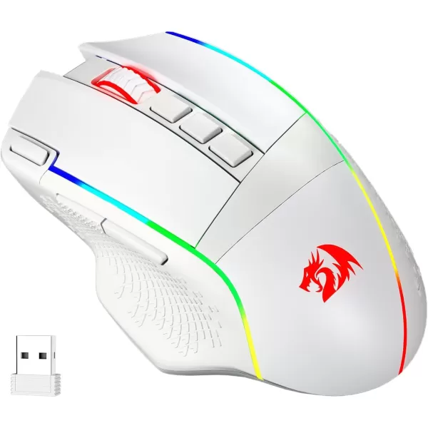 Redragon M991 Wireless Gaming Mouse 19000 DPI WiredWireless Gamer Mouse wRapid Fire Key 9 Macro Buttons 45Hour Power Capacity and RGB Backlight for PCMacLaptopWhite