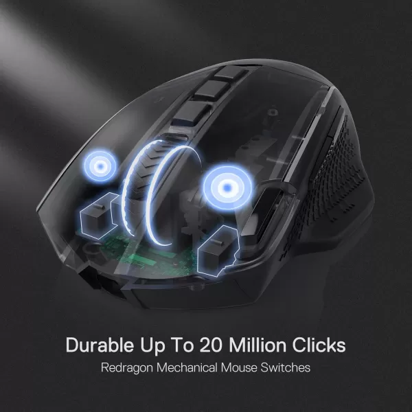 Redragon M991 Wireless Gaming Mouse 19000 DPI WiredWireless Gamer Mouse wRapid Fire Key 9 Macro Buttons 45Hour Power Capacity and RGB Backlight for PCMacLaptopBlack