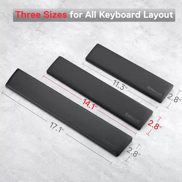 Redragon P035 Meteor S Computer Keyboard Wrist Rest Pad Ergonomic Soft Memory Foam Wrist Support wAntiSlip Rubber Base 60 61 Keys Compact Size 1138 x 287 in 078 inch 20mm Height Black80 Tenkeyless