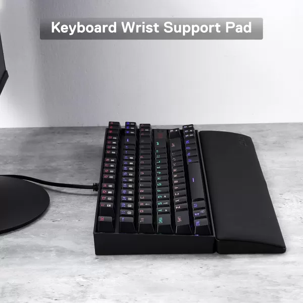 Redragon P035 Meteor S Computer Keyboard Wrist Rest Pad Ergonomic Soft Memory Foam Wrist Support wAntiSlip Rubber Base 60 61 Keys Compact Size 1138 x 287 in 078 inch 20mm Height Black80 Tenkeyless