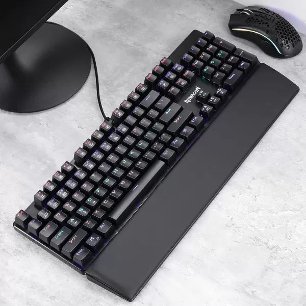 Redragon P035 Meteor S Computer Keyboard Wrist Rest Pad Ergonomic Soft Memory Foam Wrist Support wAntiSlip Rubber Base 60 61 Keys Compact Size 1138 x 287 in 078 inch 20mm Height Black100 Standard