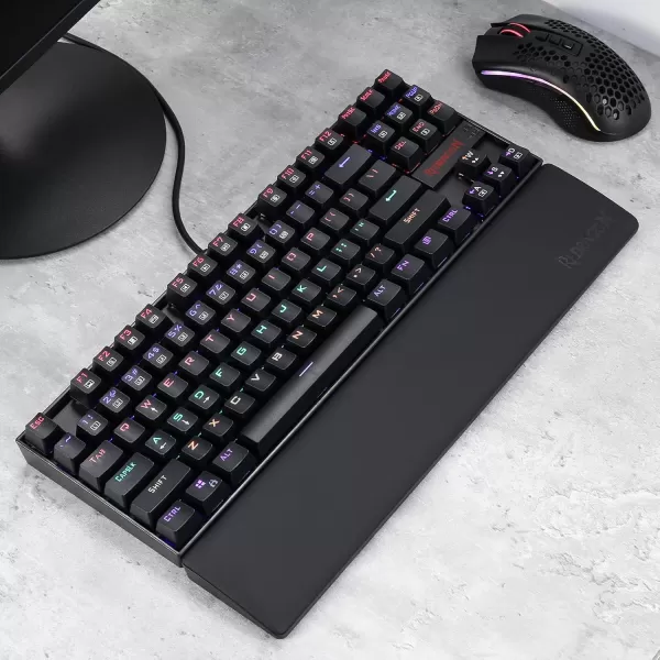 Redragon P035 Meteor S Computer Keyboard Wrist Rest Pad Ergonomic Soft Memory Foam Wrist Support wAntiSlip Rubber Base 60 61 Keys Compact Size 1138 x 287 in 078 inch 20mm Height Black80 Tenkeyless