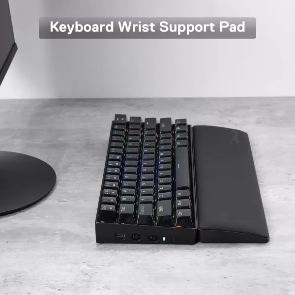 Redragon P035 Meteor S Computer Keyboard Wrist Rest Pad Ergonomic Soft Memory Foam Wrist Support wAntiSlip Rubber Base 60 61 Keys Compact Size 1138 x 287 in 078 inch 20mm Height Black60 Compact
