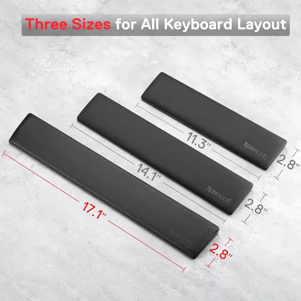 Redragon P035 Meteor S Computer Keyboard Wrist Rest Pad Ergonomic Soft Memory Foam Wrist Support wAntiSlip Rubber Base 60 61 Keys Compact Size 1138 x 287 in 078 inch 20mm Height Black100 Standard