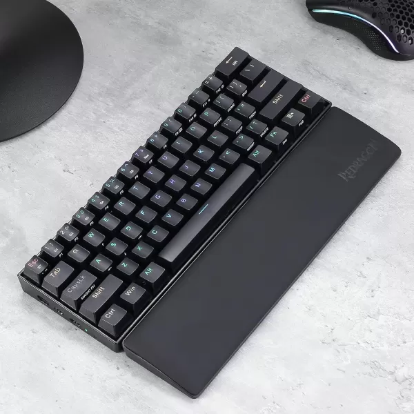 Redragon P035 Meteor S Computer Keyboard Wrist Rest Pad Ergonomic Soft Memory Foam Wrist Support wAntiSlip Rubber Base 60 61 Keys Compact Size 1138 x 287 in 078 inch 20mm Height Black60 Compact