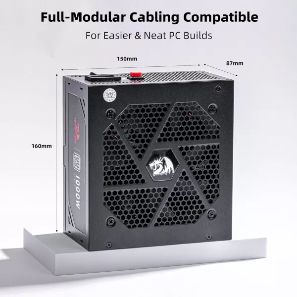 Redragon PSU006 80 Gold 750 Watt ATX Fully Modular Power Supply w 80 Plus Gold Certified Compact 160mm Size and Low Noise RGB Fan 0 RPM 100 Japanese Capacitors Full Mod Cables WhiteATX 30 Platinum BK