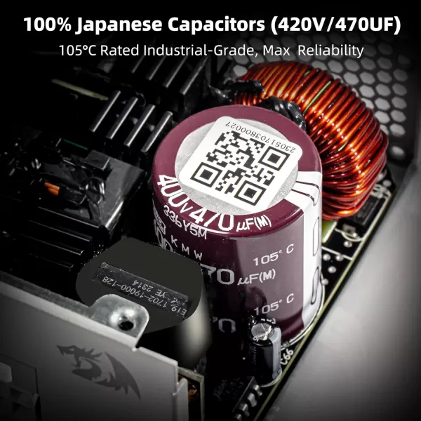 Redragon PSU006 80 Gold 750 Watt ATX Fully Modular Power Supply w 80 Plus Gold Certified Compact 160mm Size and Low Noise RGB Fan 0 RPM 100 Japanese Capacitors Full Mod Cables WhiteSFX Gold WT