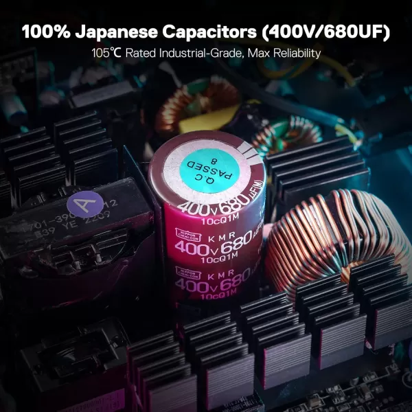 Redragon PSU006 80 Gold 750 Watt ATX Fully Modular Power Supply w 80 Plus Gold Certified Compact 160mm Size and Low Noise RGB Fan 0 RPM 100 Japanese Capacitors Full Mod Cables WhiteATX Gold BK