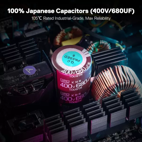 Redragon PSU006 80 Gold 750 Watt ATX Fully Modular Power Supply w 80 Plus Gold Certified Compact 160mm Size and Low Noise RGB Fan 0 RPM 100 Japanese Capacitors Full Mod Cables WhiteATX Gold WT