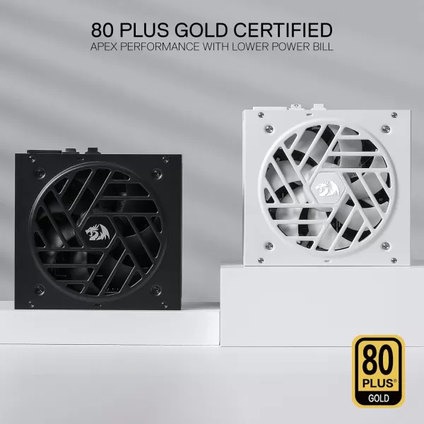 Redragon PSU006 80 Gold 750 Watt ATX Fully Modular Power Supply w 80 Plus Gold Certified Compact 160mm Size and Low Noise RGB Fan 0 RPM 100 Japanese Capacitors Full Mod Cables WhiteATX 31 Gold WT