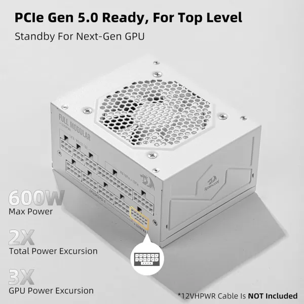Redragon PSU006 80 Gold 750 Watt ATX Fully Modular Power Supply w 80 Plus Gold Certified Compact 160mm Size and Low Noise RGB Fan 0 RPM 100 Japanese Capacitors Full Mod Cables WhiteSFX Platinum WT