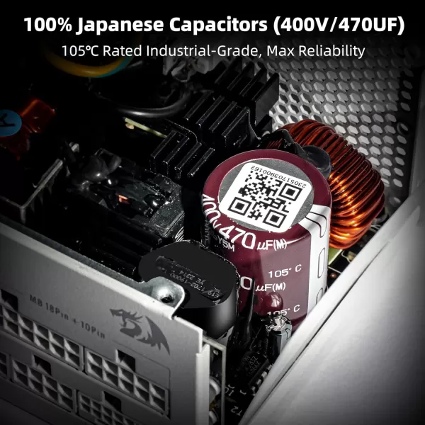 Redragon PSU006 80 Gold 750 Watt ATX Fully Modular Power Supply w 80 Plus Gold Certified Compact 160mm Size and Low Noise RGB Fan 0 RPM 100 Japanese Capacitors Full Mod Cables WhiteSFX Platinum WT