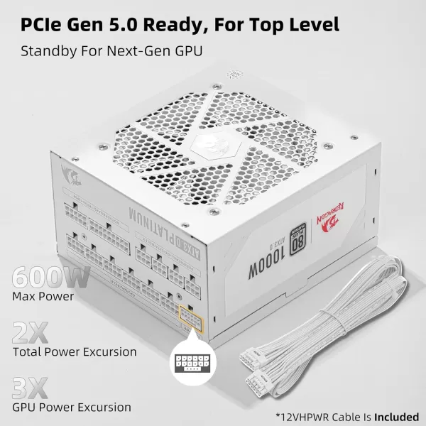 Redragon PSU006 80 Gold 750 Watt ATX Fully Modular Power Supply w 80 Plus Gold Certified Compact 160mm Size and Low Noise RGB Fan 0 RPM 100 Japanese Capacitors Full Mod Cables WhiteATX 30 Platinum WT
