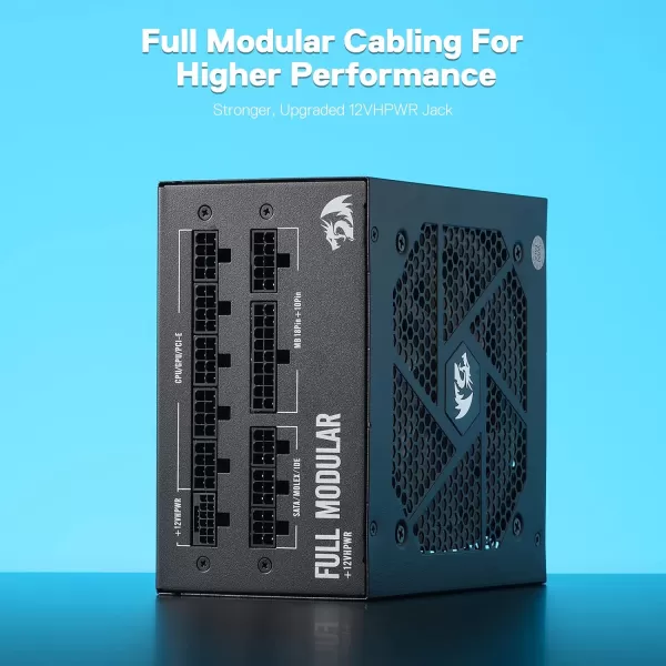 Redragon PSU006 80 Gold 750 Watt ATX Fully Modular Power Supply w 80 Plus Gold Certified Compact 160mm Size and Low Noise RGB Fan 0 RPM 100 Japanese Capacitors Full Mod Cables WhiteATX 30 Gold BK