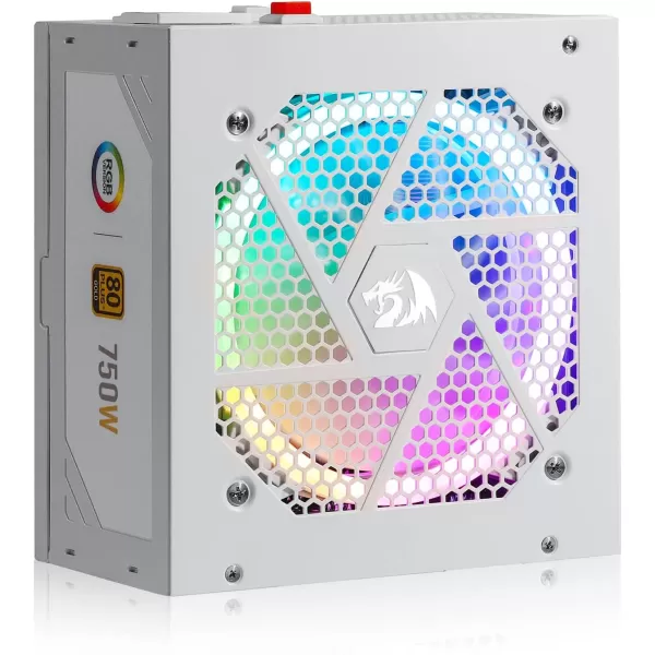 Redragon PSU006 80 Gold 750 Watt ATX Fully Modular Power Supply w 80 Plus Gold Certified Compact 160mm Size and Low Noise RGB Fan 0 RPM 100 Japanese Capacitors Full Mod Cables WhiteATX 31 Gold WT