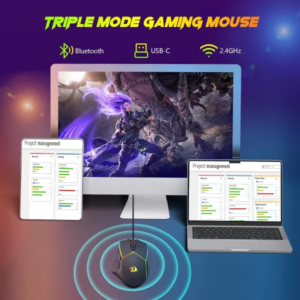 Redragon Wired Gaming Mouse RGB Backlit Ergonomic Gamer Mouse Up to 8000 DPI 11 Programmable Buttons ampamp 7 Backlit Modes Extra Sniper Button Mouse Gamer for Windows PC Gamers M614trimode