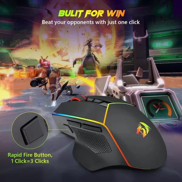 Redragon Wired Gaming Mouse RGB Backlit Ergonomic Gamer Mouse Up to 8000 DPI 11 Programmable Buttons ampamp 7 Backlit Modes Extra Sniper Button Mouse Gamer for Windows PC Gamers M614trimode
