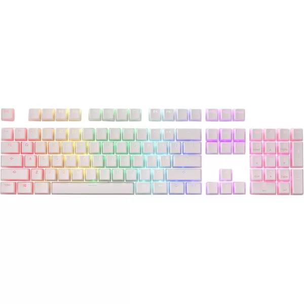 Redragon A130 Black Pudding Keycaps 104 Keys Standard Doubleshot PBT Keycap Set wTranslucent Layer for Mechanical Keyboard OEM Profile English US ANSI LayoutWhite