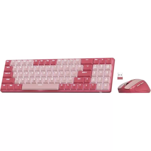Redragon BS8772 Wireless Keyboard and Mouse Combo 75 78 Keys 24Ghz Wireless LowProfile Mechanical Keyboard wRechargeable Battery Single Blue Blacklight 2400 DPI Ergonomic MouseBean Red