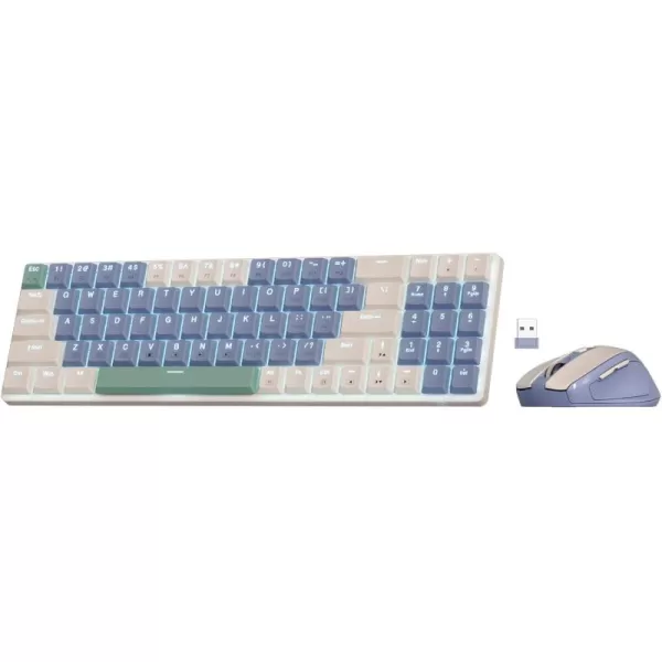 Redragon BS8772 Wireless Keyboard and Mouse Combo 75 78 Keys 24Ghz Wireless LowProfile Mechanical Keyboard wRechargeable Battery Single Blue Blacklight 2400 DPI Ergonomic MouseLollipop Blue