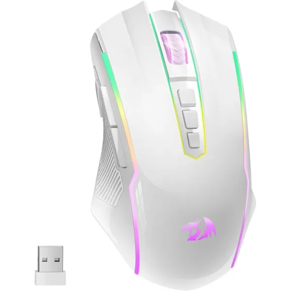 Redragon Gaming Mouse Wireless Mouse Gaming with 8000 DPI PC Gaming Mice with Fire Button RGB Backlit Programmable Ergonomic Mouse Gamer Rechargeable 70Hrs for Windows Mac Gamer BlackWhite