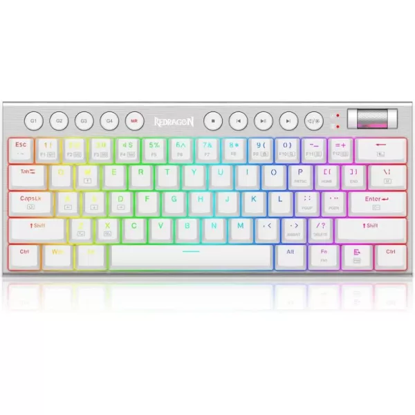Redragon K621 Horus TKL Wireless RGB Mechanical Keyboard 50 BT24 GhzWired Three Modes 80 UltraThin Low Profile BT Keyboard wDedicated Media Control ampamp Linear Red Switches WhiteSilver Red Switch