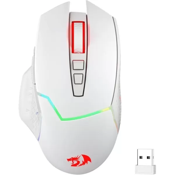 Redragon M6901 Wireless Gaming Mouse with DPI Shifting 2 Side Buttons 2400 DPI Ergonomic Design 8 ButtonsBlackM690 PRO White